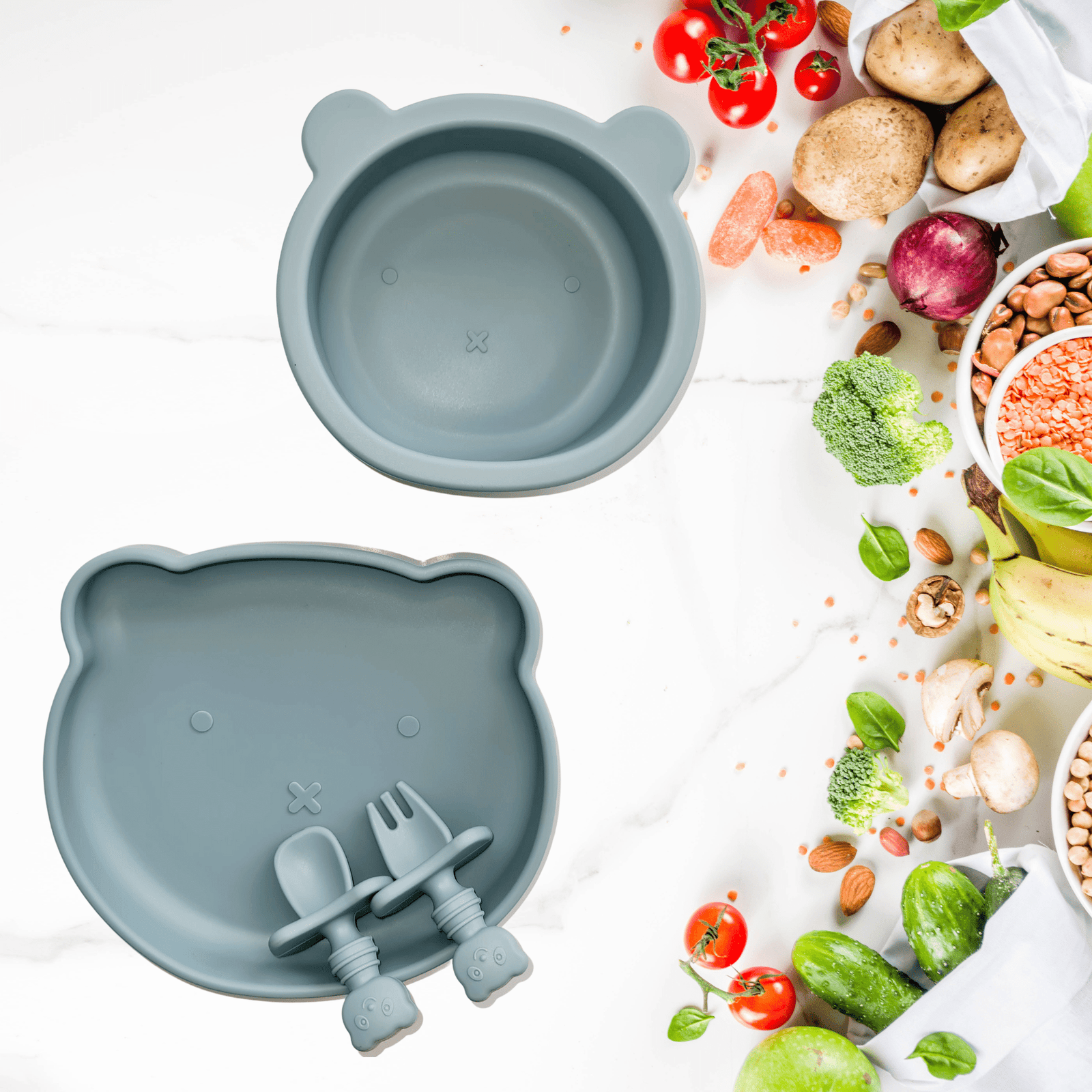 Sleepytot Teddy Silicone Suction Feeding Set -Plate, Bowl & Cutlery