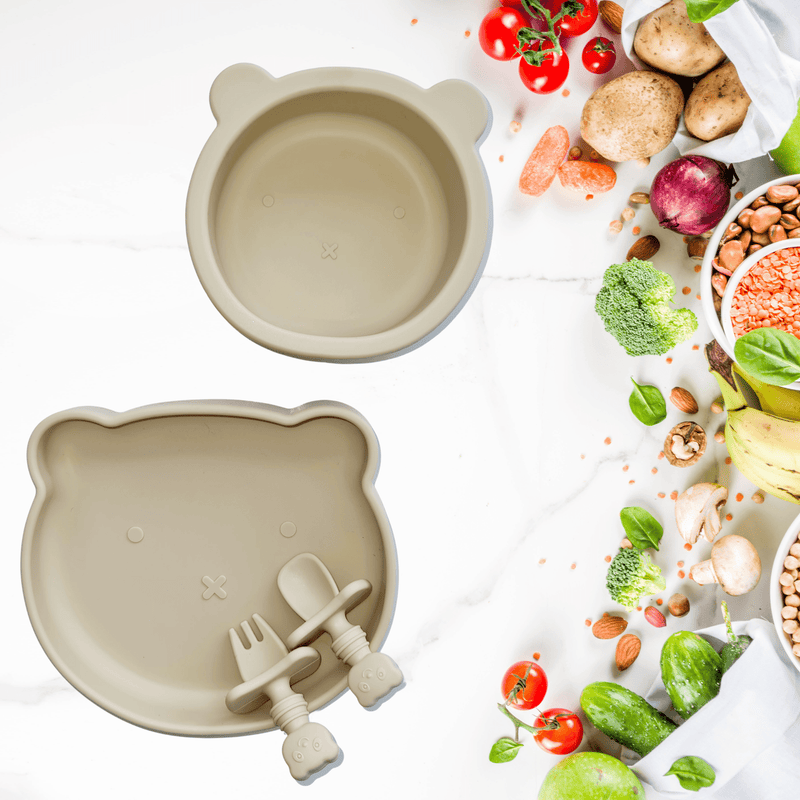 Sleepytot Teddy Silicone Suction Feeding Set -Plate, Bowl & Cutlery